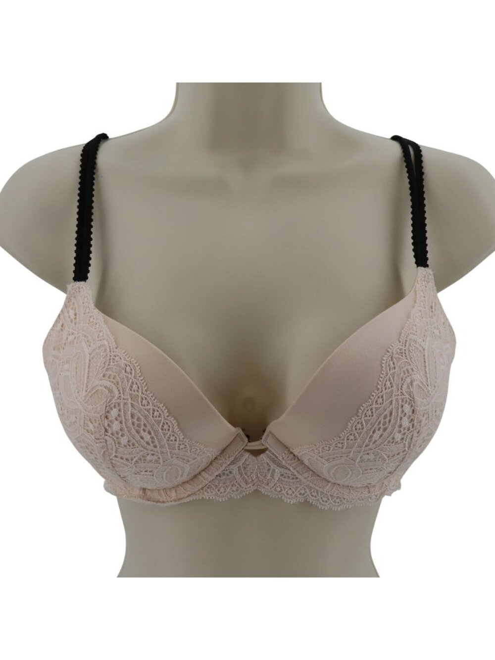 Victorias Secret 32D Very Sexy Push Up Bra Cream Lace Black Padded Underwire